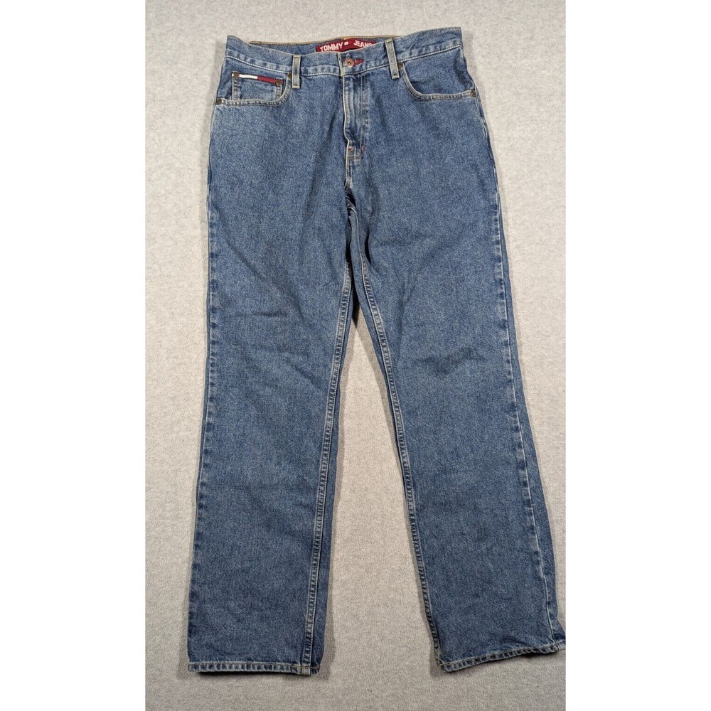 Tommy Hilfiger Men Jeans 32x31 Flag Loose Vintage‎ 2003 Straight Fit Y2k Light